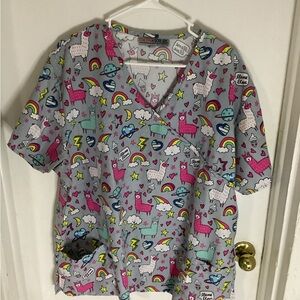 Metro Scrubs Llama Love scrub top size 3X